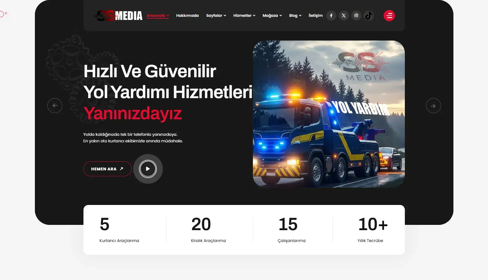 Oto kurtarma web sitesi